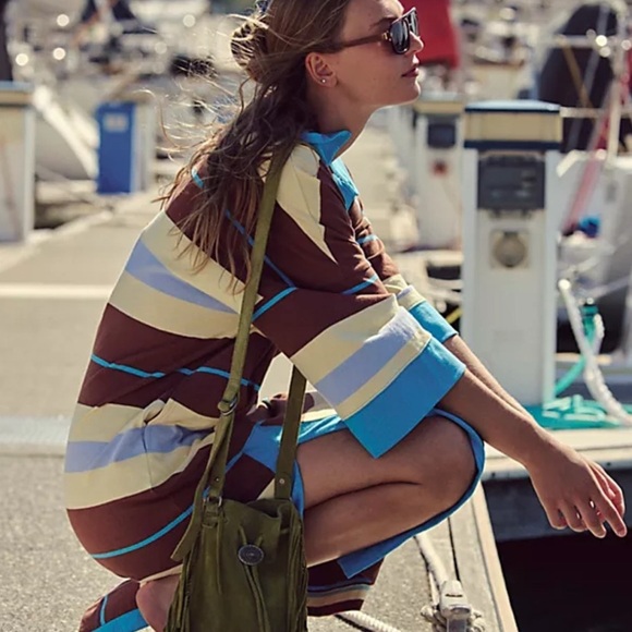 Free People Jackson Rugby Midi Bold striped dress Medium oversized EUC worn once - Picture 2 of 6